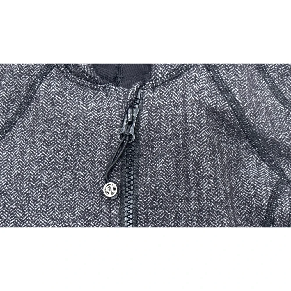 Lululemon Hoodie Herringbone Black Womens Size 2 Full Zip Thumbholes Jacket - Picture 7 of 11